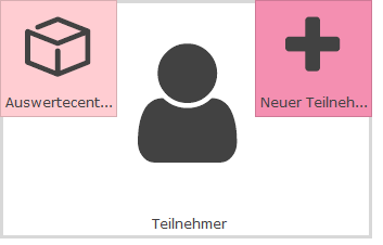 Beispiel: Teilnehmer-Widget mit zwei Verknüpfungen im oberen Bereich (Auswertecenter und Neuer Teilnehmer)